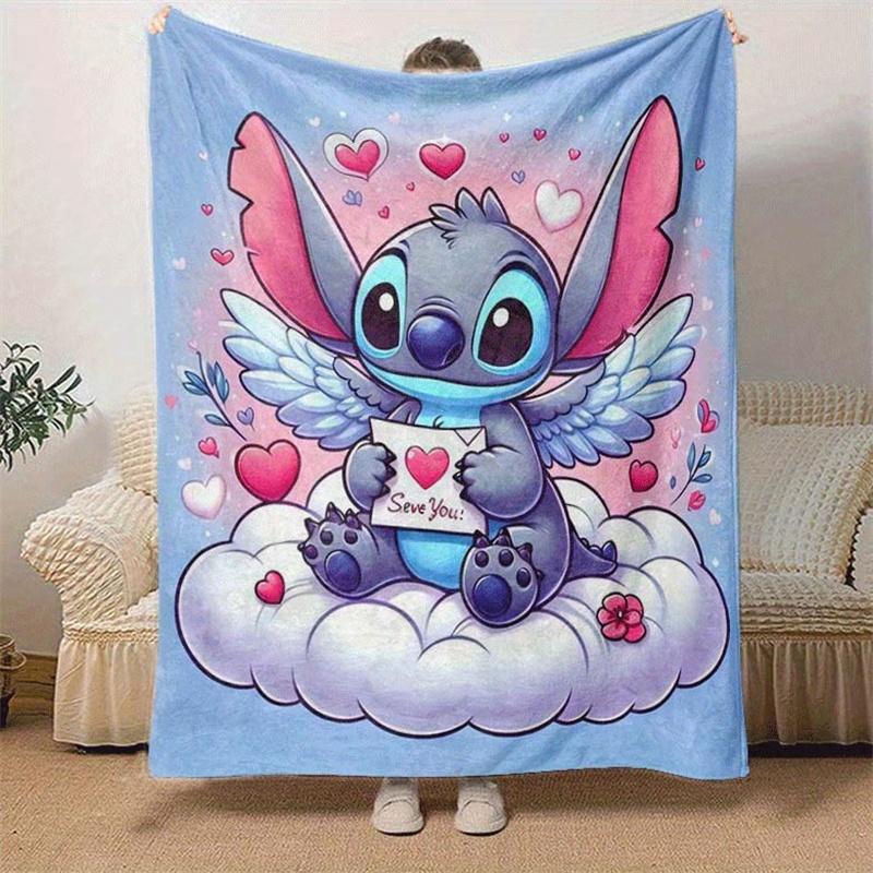 1pc Stitch Printing Blanket - Soft, All-Season Throw for Living Room, Beroom,Personalize Gift with Aorable Cartoon Esign