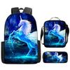 Unicorn Backpack for Kids School Bag Set 3-Piece with Pencil Case Shoulder Bag, Cartoon Anime Backpack for Boys Girls Students