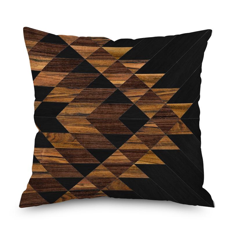 Home Decor Nordic Brown Geometric Ornament Pillow Cover Sofa Chair Printed Car Cushion Cover