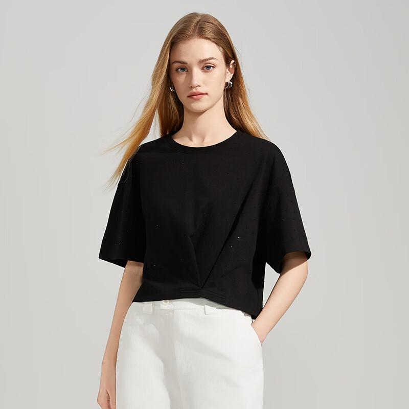 Tatou Fashion Rhinestone Short Sleeve Women's T-Shirt