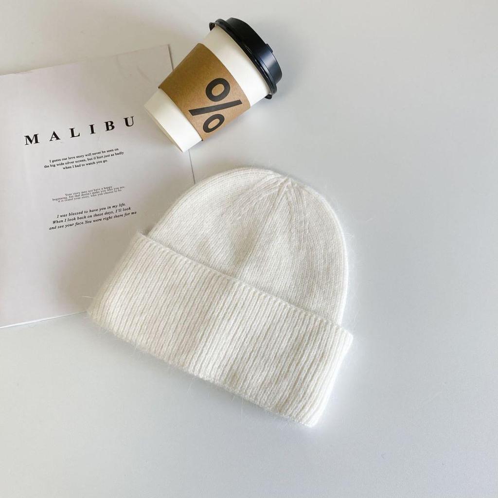 Korean Style Thickened Knit Hats for Women, Ear Protection, Large Fit, Face-Slimming, Warm, In Stock