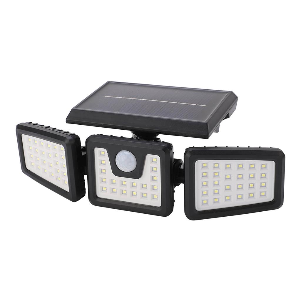 Außen Bewegungsmelderleuchte Solarbetrieben 3 Verstellbare Köpfe IP65 Wasserdicht Weitwinkel Flut