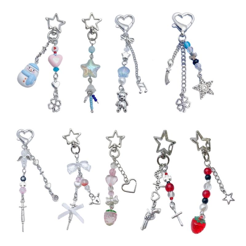 Sweet Star Heart Bead Phone Charm Straps Key Hanging Pendants Bag Decoration