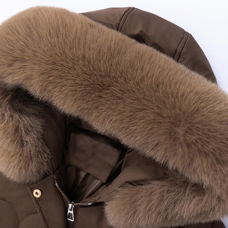 Woman Winter Coats Hooded Faux Fur Collar Elegant Thick Warm Plus Size Long Parkas Female Jacket