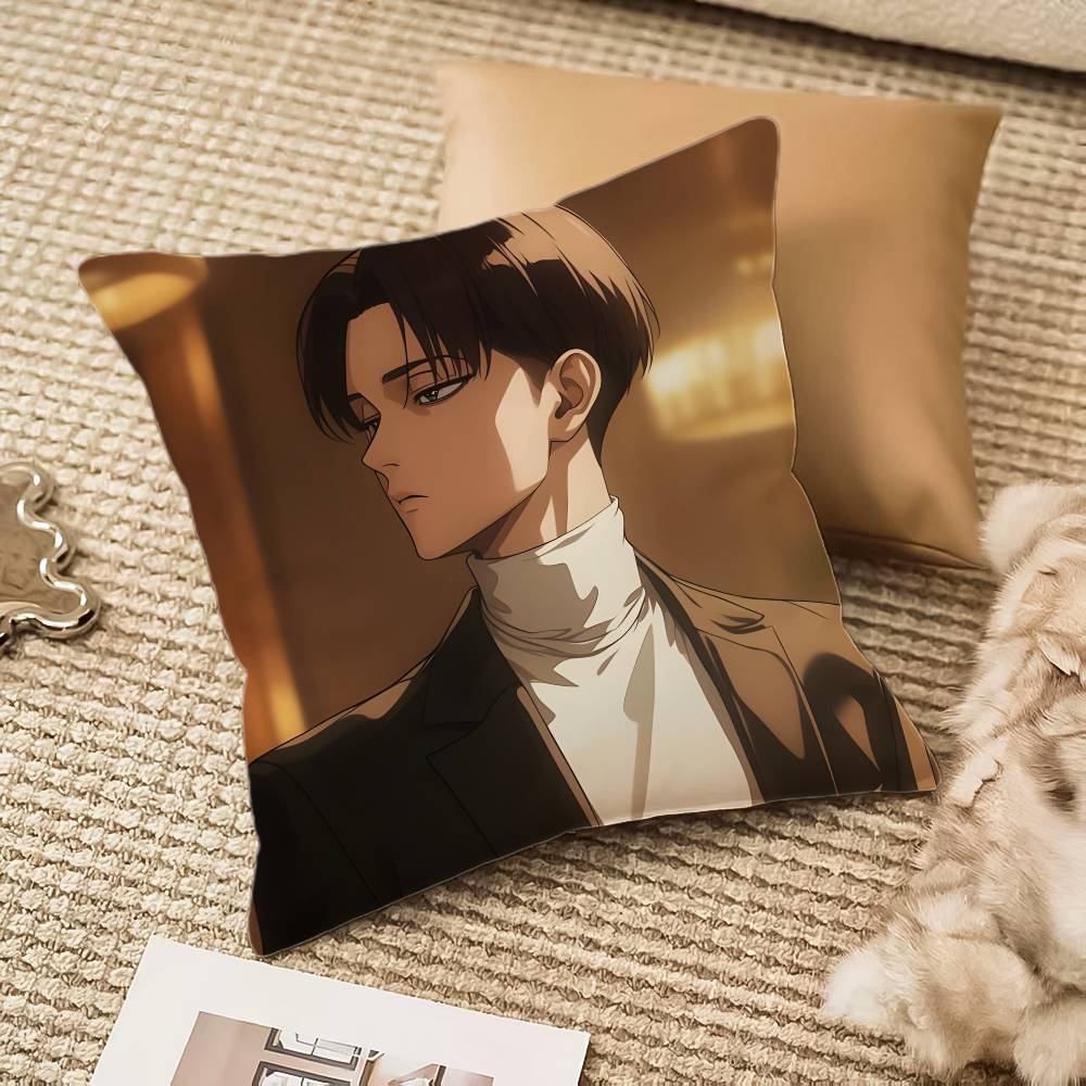 1pc Levi Ackerman Attack On Titan Pillow Case Anti-dustmite Pillowcase Invisible Zipper Silky Plush Sofa