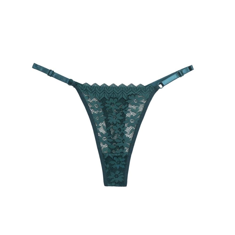 Fashion Low Waist Lace Flower Thongs Soft Traceless Adjustable Belt Briefs Underpants Solid Color Sheer T-back Panties Girls