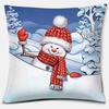 Cute Christmas Snowman Square Pillowcase Home Decoration Car Sofa Cover Anime Body Pillow  Outdoor Pillow Covers
