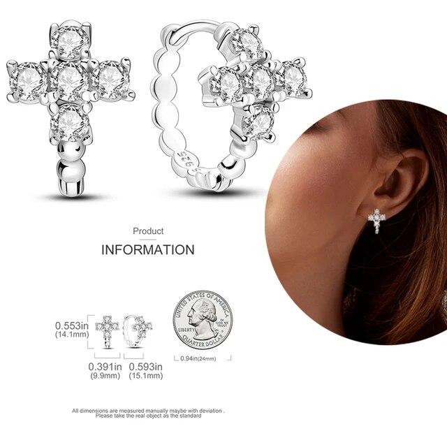 Brincos de argola de prata 925 para mulheres, brilhantes, pavê, cz, joias finas de luxo, brinco