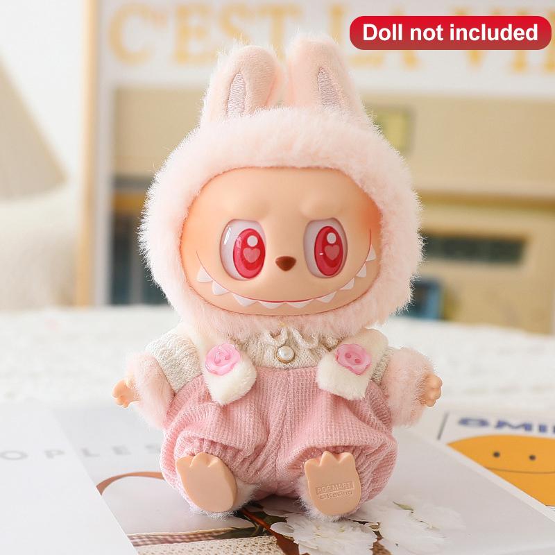 

1 комплект одежды первого и второго поколения Лабубу, носящего сменную шляпу, обувь