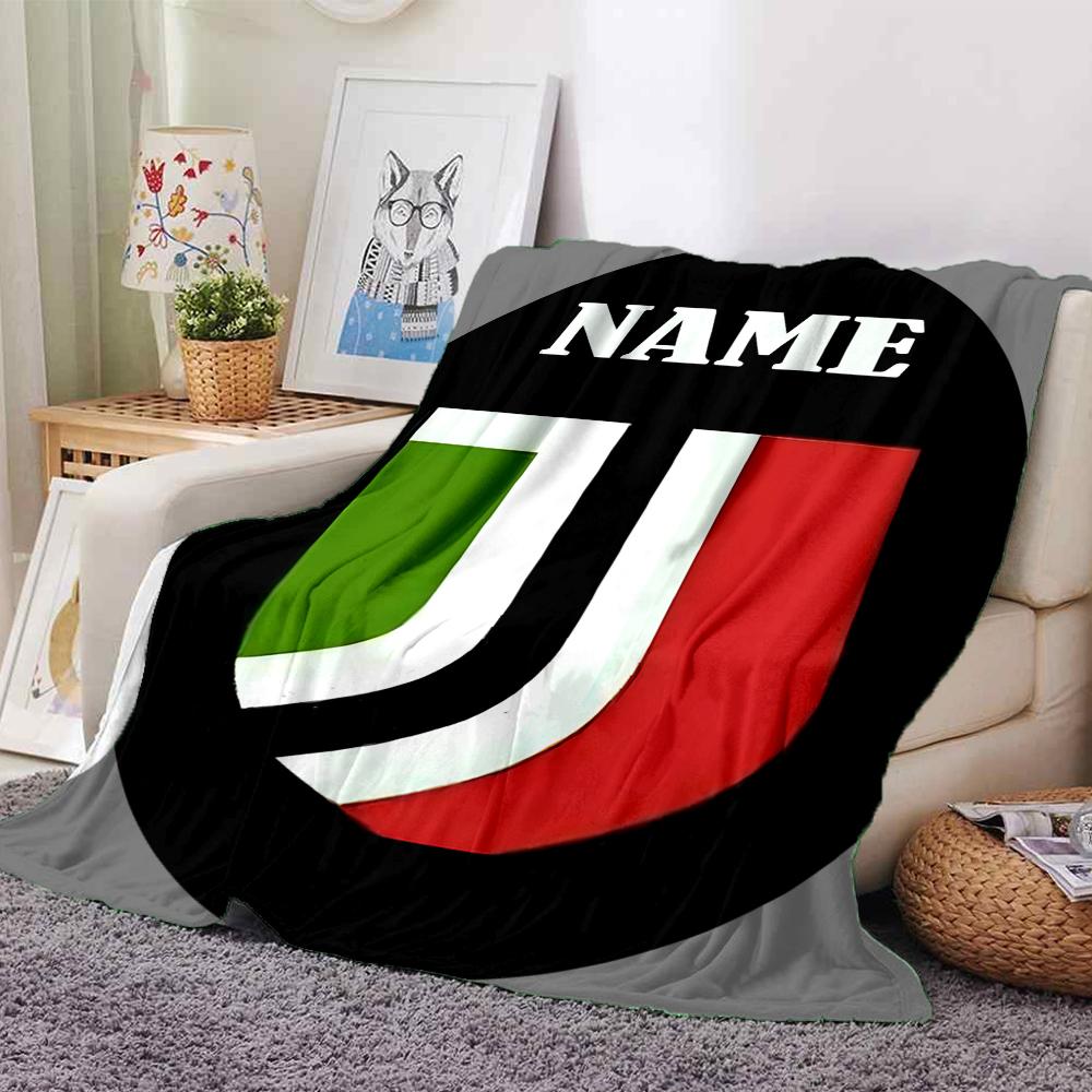 Custom Name "Juventus Crest Badge" Blanket for Couch & Bed, Plush Cozy Fuzzy Blanket Super Soft & Warm Blankets for Fall and Winter. 0908275