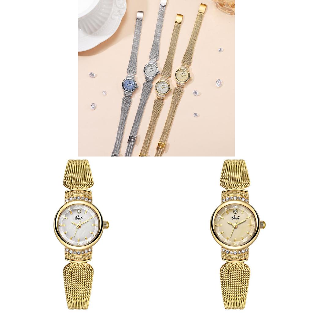 Gedi Ladies Vintage Style Quartz Watch With Stainless Steel Band For Elegant Women