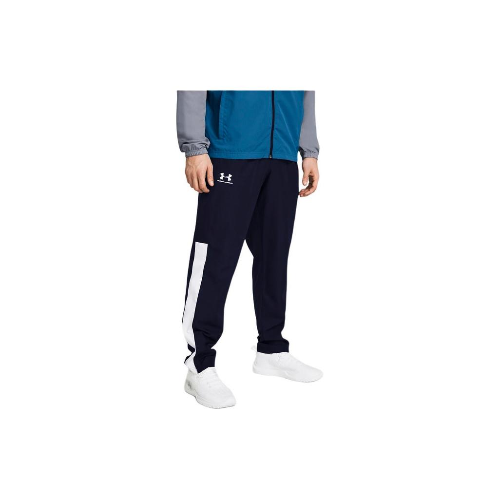 Under Armour Woven Series Retro Sports Color Block Loose Fit Logo Print Knit Pants Men Pants Dark-Blue 1352031-410