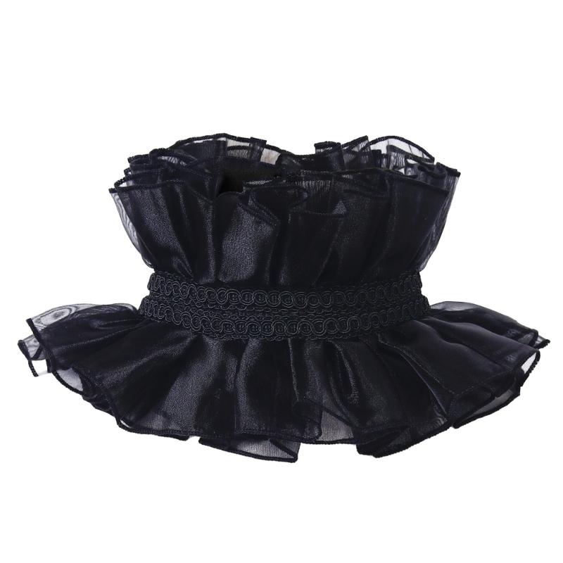 Elastic Ruffle Lace Collar For Women Daily Outfit Renaissances Chokers Neck Shawl Detachable Collar for Halloween Party