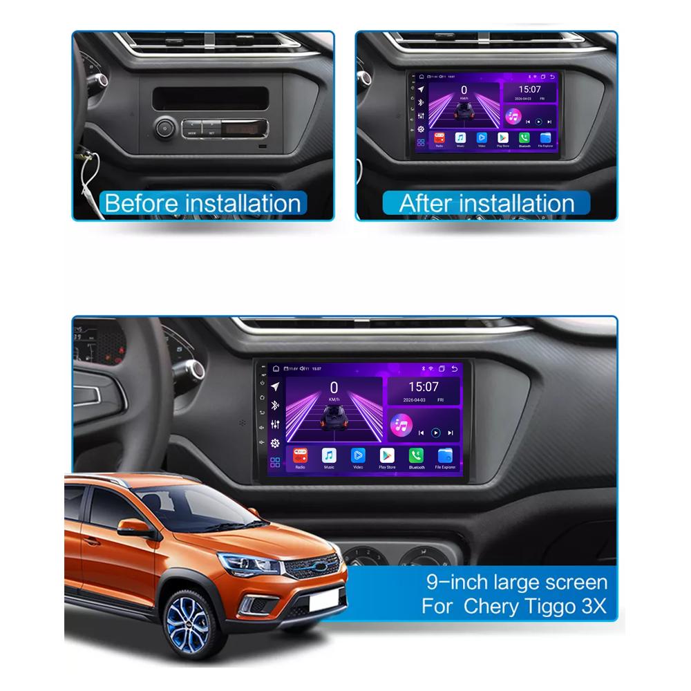 Android Car-Play Car Radio For Chery Tiggo 3 2016-2018 Multimedia Player Head Unit Stereo GPS Navigation BT WIFI,8 CORE ,2+32GB