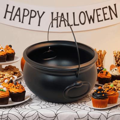 Party Supplies 32cm Halloween Cauldron Black Plastic Candy Bowl Extra-large Classical Witch Cauldron Bucket Halloween Party