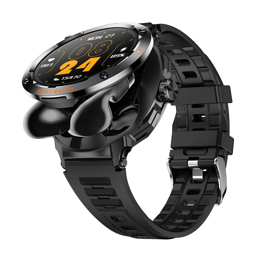 

Men Lady 2 In 1 Headset Smart Watch Blue Tooth Call Heart Rate Health Music Headphone Watches Sports NFC Smartwatches Calculator