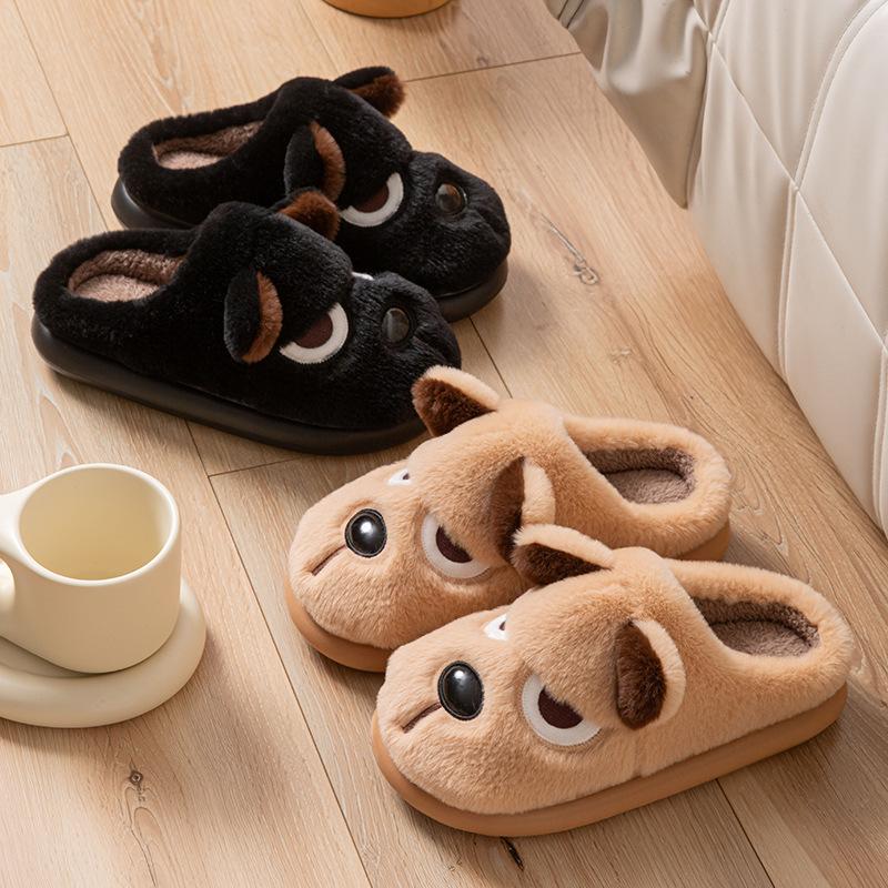 Puppy Baotou Cartoon Cotton Slippers Men's Winter Non-slip Plush Indoor Warm Cotton Slippers Winter