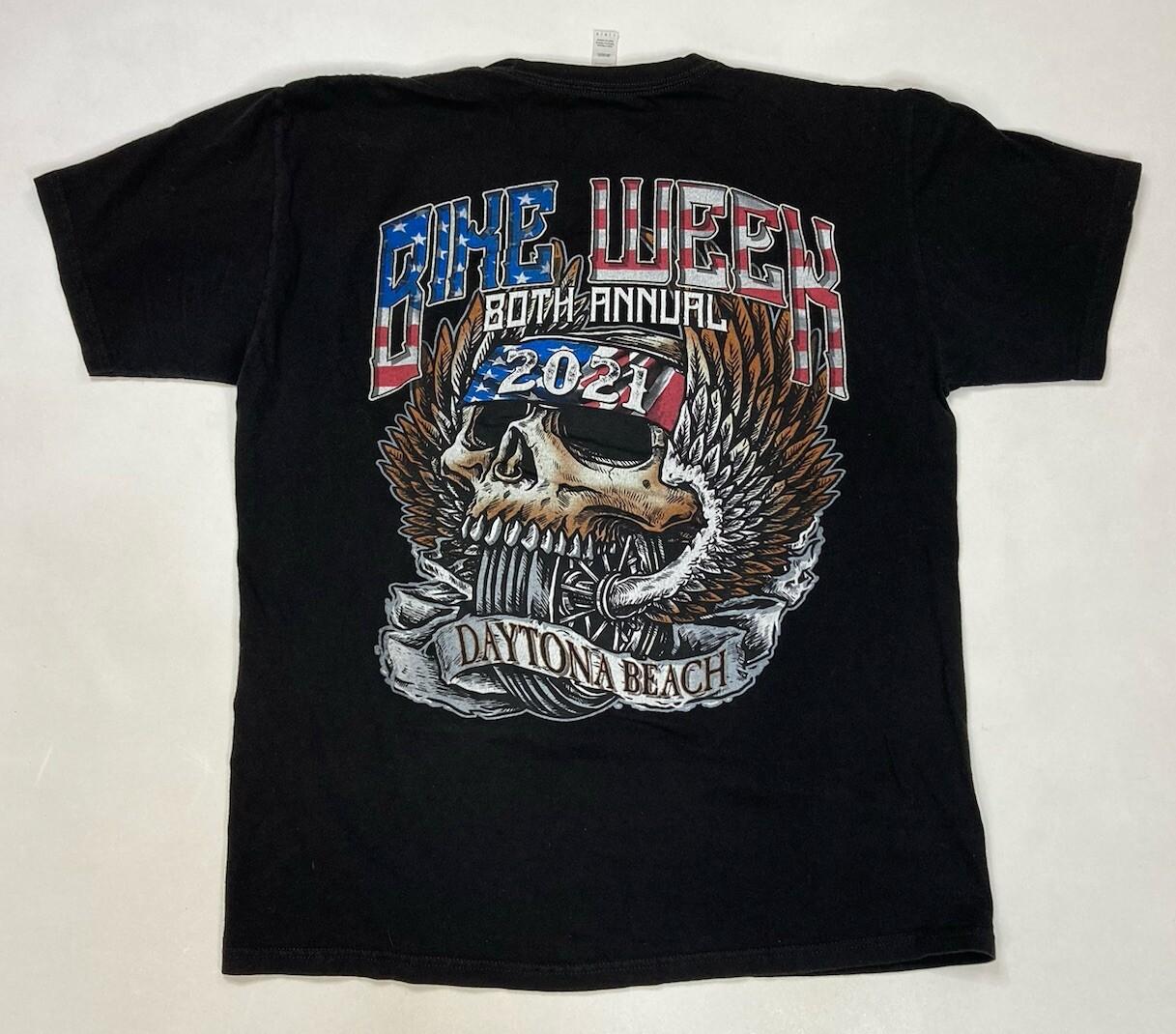 Bike Week 2021 Daytona Beach Motorcycle Skull Graphic T-shirt Men Large Black S