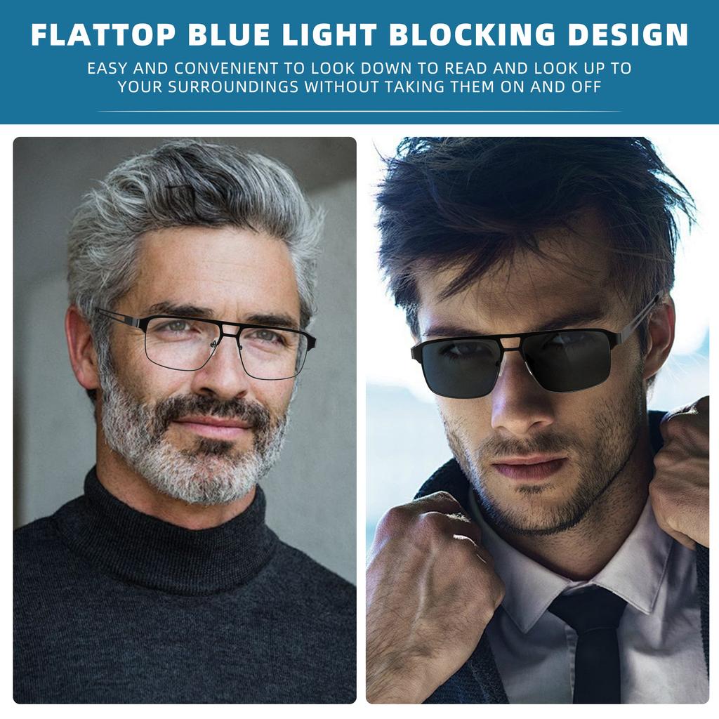 Readers Men Blue Light Blocking Reading Glasses Metal Frame Spring Hinge Presbyopia +0.50-3.5 Diopter Magnifier Lens Eyewear