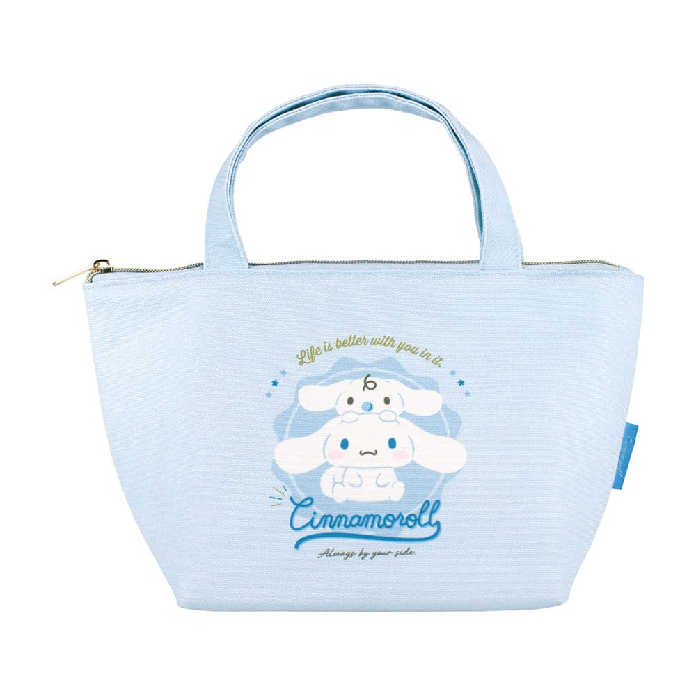 Tees Factory Sanrio Characters Insulated Canvas Lunch Bag with Badge H180 X W315 X Logo/Cinnamoroll, D130mm, SR-5535837CR