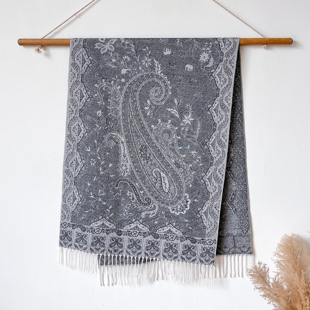 Ethnic Style Jacquard Cashew Flower Travel Scarf Women's Jacquard Fringed Scarf Thickened Extra Long Cape Shawl