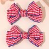 2Pcs Lovely Handmade Fabric Plaid Barrette Hair Bow Clip with Moonstitch Edge Hair Clip School Gingham Headdress