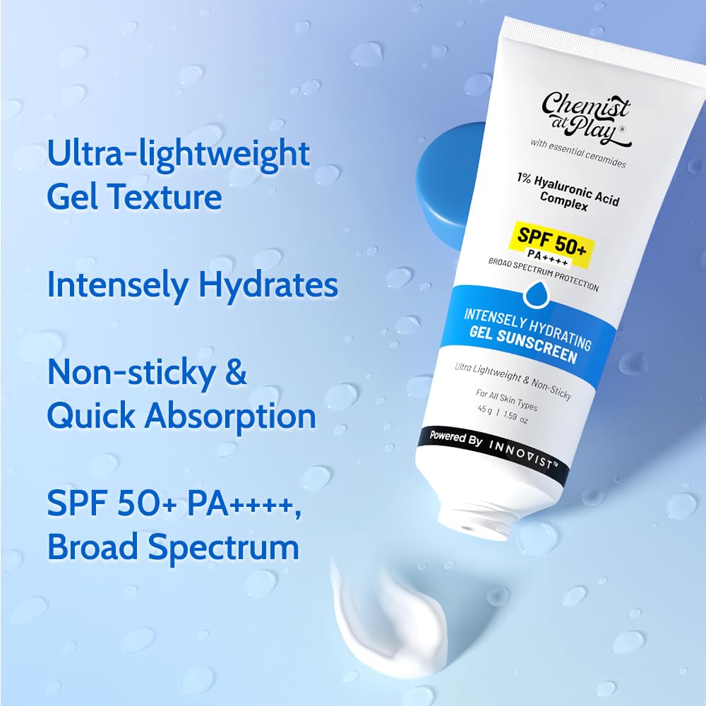 Chemist At Play Intensely Hydrating Gel Sunscreen SPF 50+ PA++++ 45gm Ultra-Lightweight Non-Sticky