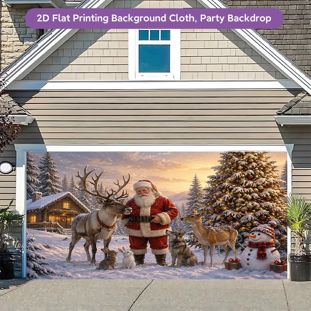1Pcs Santa Animals Snow Reindeer Decoration Background Winter Backdrop For Photo Studio Photo Booth Party