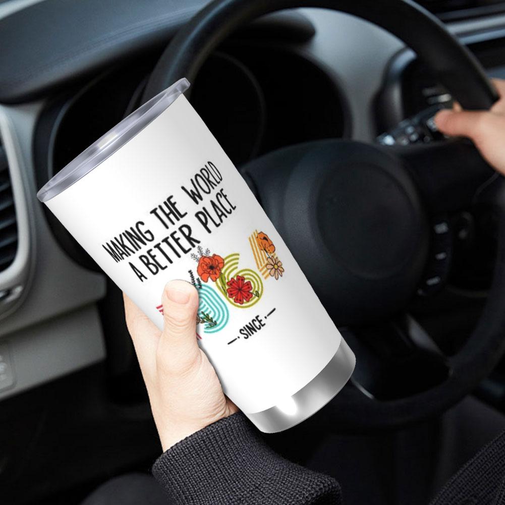 20 Oz Stainless Steel Tumbler Insulated Thermos Double-sided Print Travel Coffee Mug with Lid for Home Office Or Car