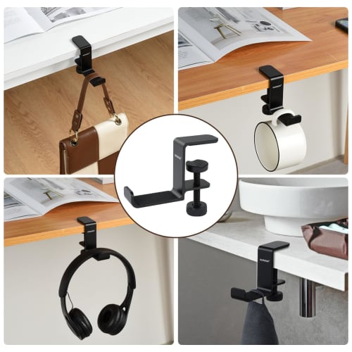 aceyoon Headphone Stand, Lightweight Headphone Hanger, Aluminum Alloy Headphone Hook, Heavy-Duty, 2kg Weight Capacity, Desk Hook, Supports Items up to