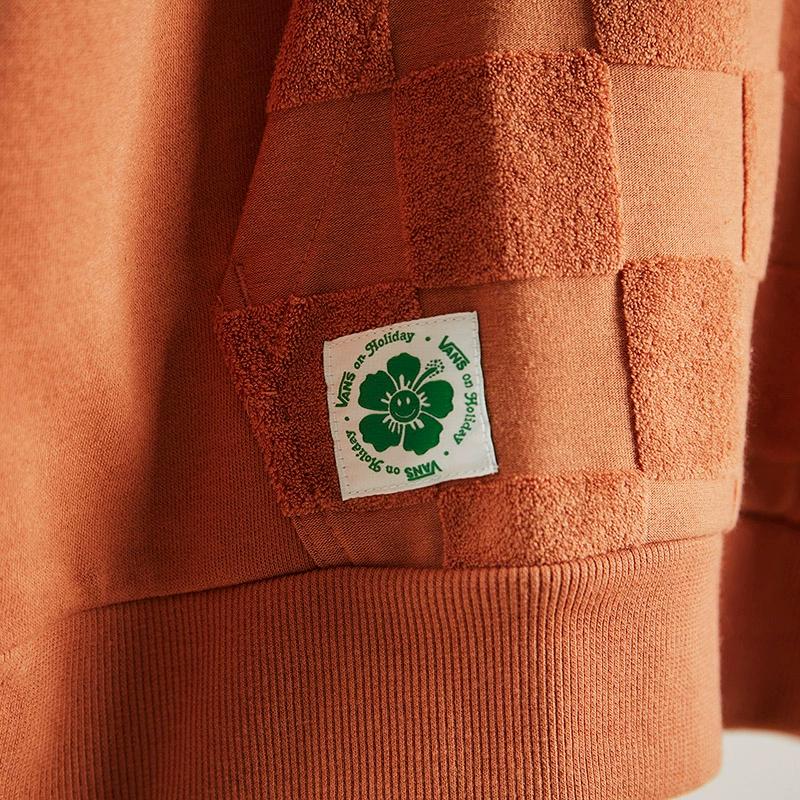 Vans x Emma Mulholland Retro Checkered Design Drawstring Hoodie With Long Sleeves FW22 Women Tops Coffee VN0A7YKNYLY