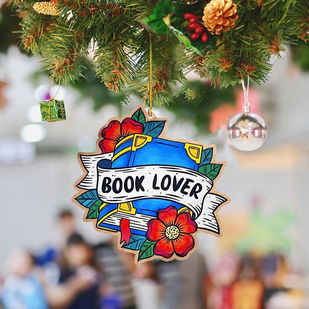 Acrylic 3D Mini Book Christmas Decoration Xmas Gifts Book Lovers Hanging Ornament Bookshelf Pendant