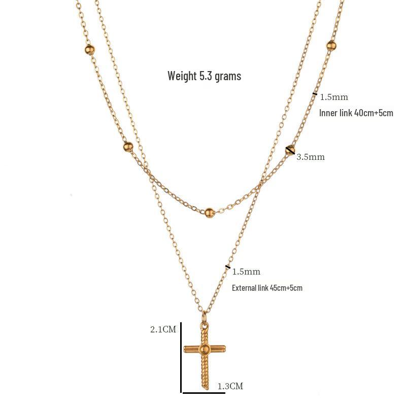 European Style Double Layer Stackable Clavicle Chain: INS Temperament Stainless Steel Necklace for Women