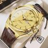 POEDAGAR Luxury Fashion Man Wristwatch Waterproof Luminous Date Week Big Dial Quartz Men's Watches Casual Leather Men Watch