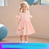 Factory Foreign Trade Female Children Shirt Skirts Autumn Lotus Leaf Sleeve Children Shirt Cartoon Heat Transfer Patch Cotton Children Shirt Skirts