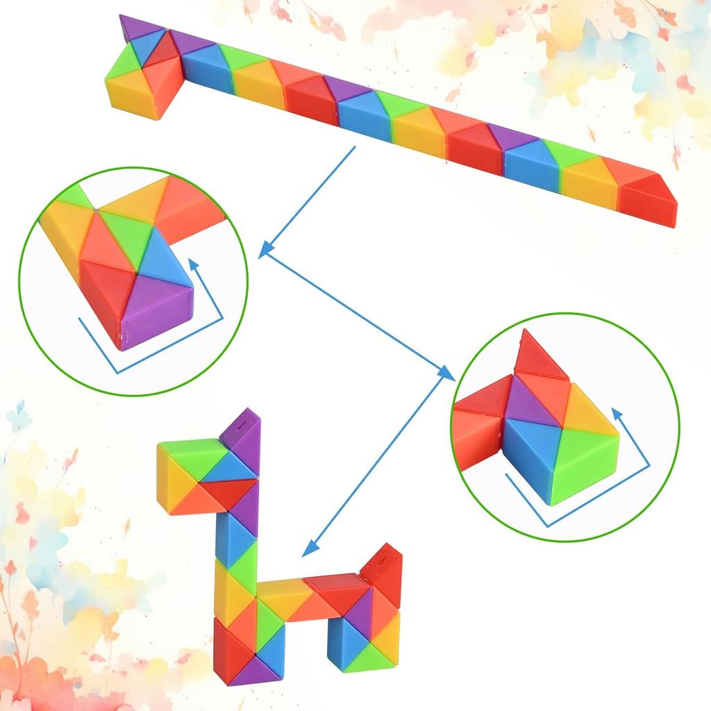 Versatile Magic Ruler Rainbow Color Children'S Puzzle 3D Folding Toy Decompression Interaction 24/48 Segments