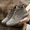 Spring And Autumn Mens Casual Shoes Fashion Comfortable Light Shoes Wear-Resistant Non-Slip Outdoor Shoes Retro High-Top Leather