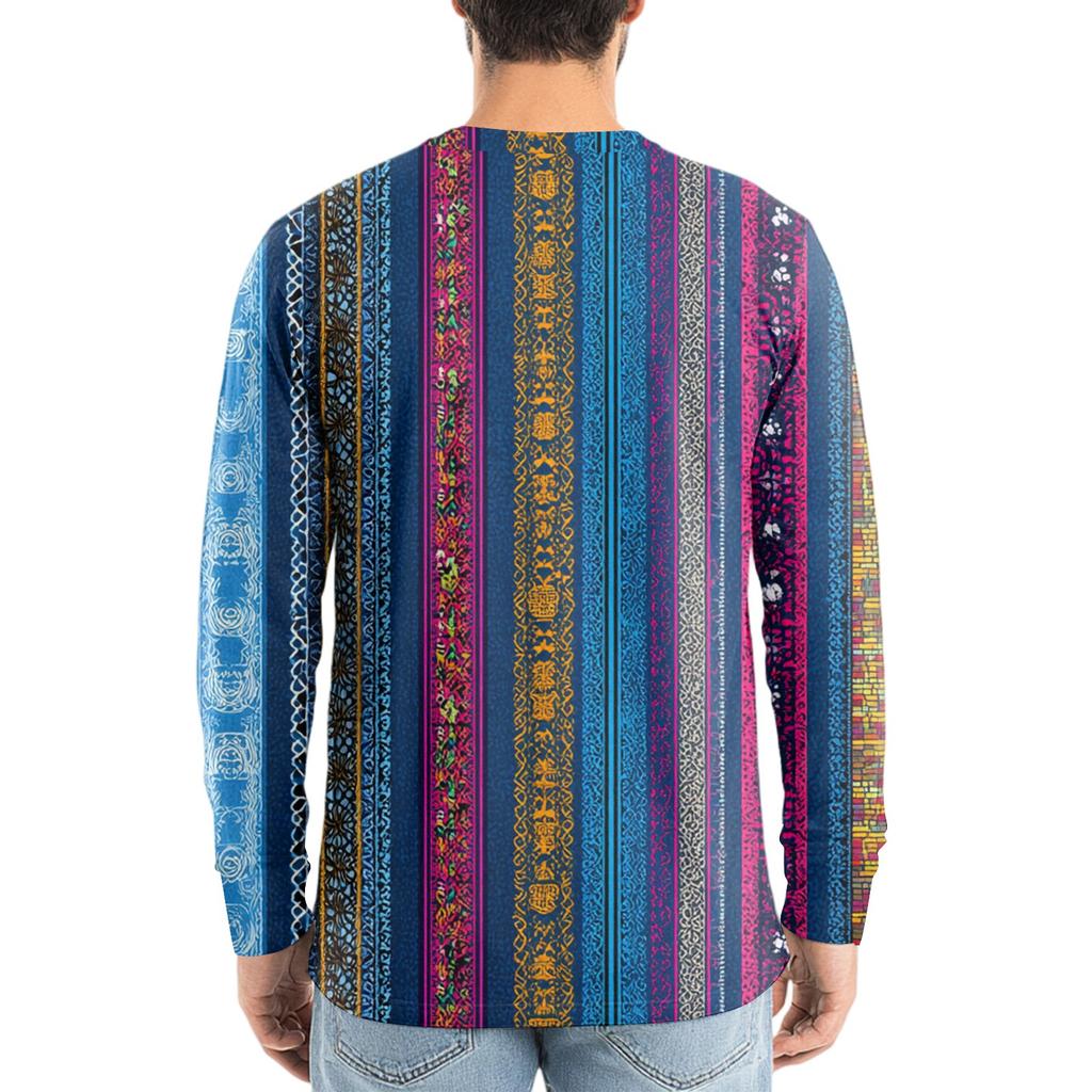 Herren V-Ausschnitt Lässig Mode Bedrucktes Langarm T-Shirt Top