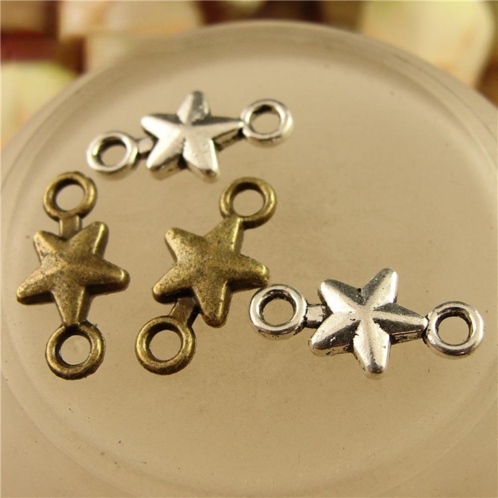 100Pcs/Bag Mini Five-Point Star Style Connector Handmade Charms Pendant DIY for Bracelet Necklace 15x7mm