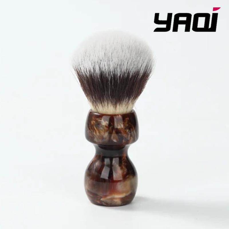YAQI Caramel Cat's Whisker Synthetic Hair Mens Wet Shaving Brush 26MM Knot Diameter Provide Comfortable Durability Shaving