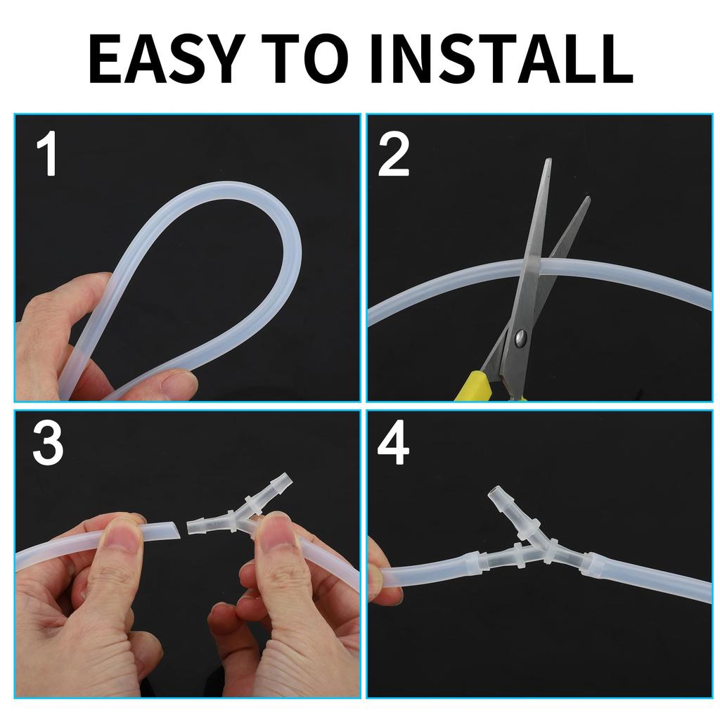 A ABSOPRO Vacuum Tube Connectors 3/16" 1/2" 3/8" 6 Pcs Plastic Hose Barb Fittings Assortment of 3 Sizes PP Clear