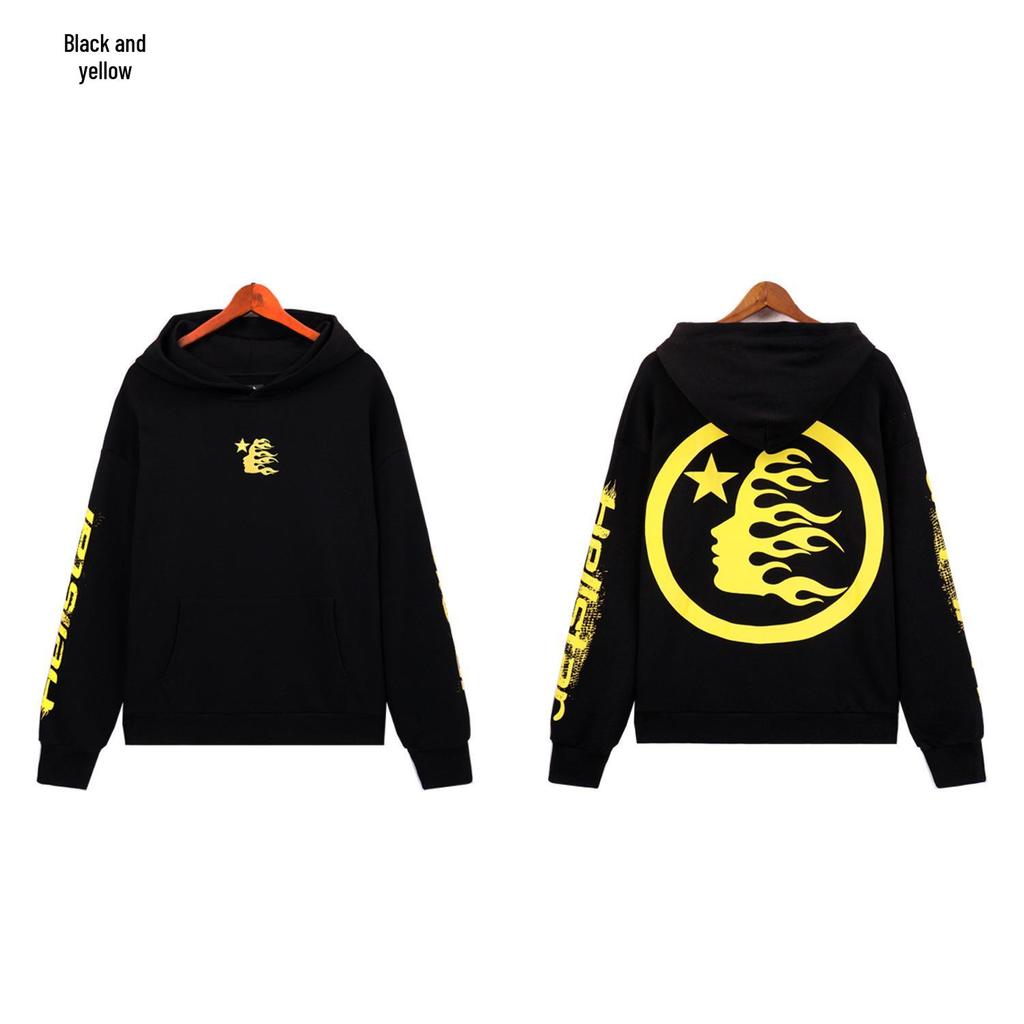 Hellstar Print Retro American Logo Hooded Sweatshirt