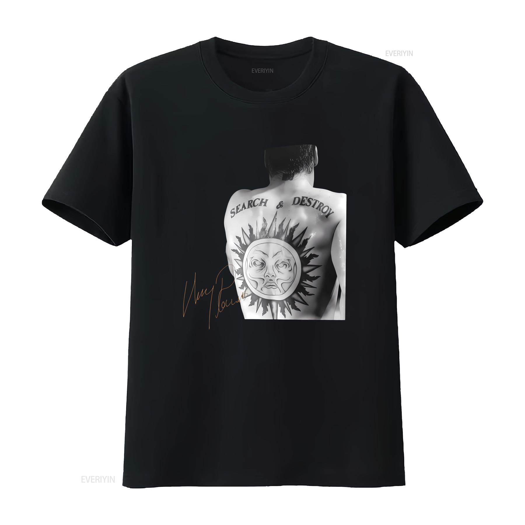 

Henry Rollins Band Member Cotton T Shirt All Sizes Black with Search Destroy Tattoo Design for Fans NG744 vintage Washed Soft 4XL