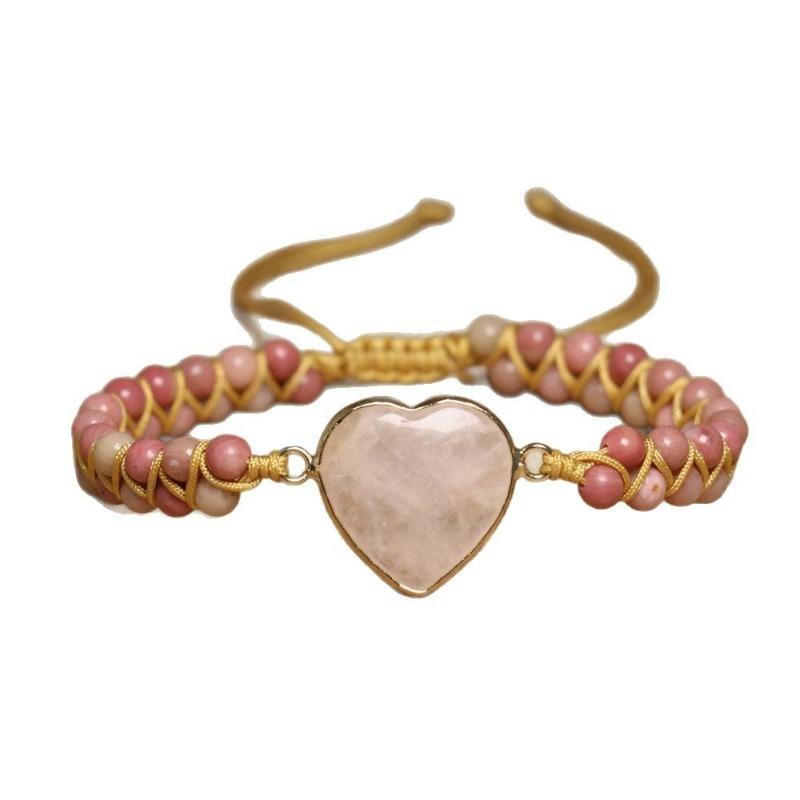 Turquoise Heart Braided Bracelet – Gold Accent Boho Jewelry, Love Protection Gift for Women