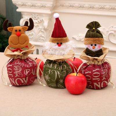 Grande Sacchetto Regalo di Natale per Bambini Sacchetto di Lino a Forma di Mela Sacchetto per la Vigilia di Natale Sacchetto Regalo