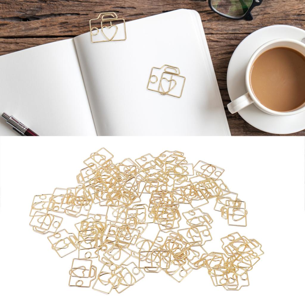 80 Peças Clip de Papel Ferro Formato de Câmera Fofo Marcadores de Página Clip para Planejador com Caixa de Armazenamento para