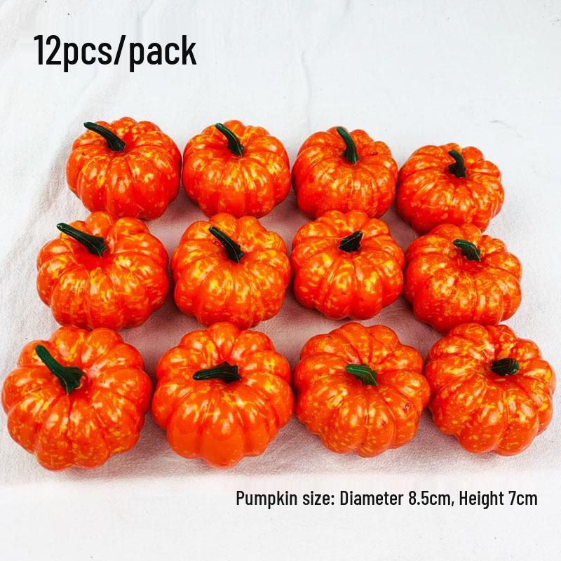 8.5cm Realistic Foam Pumpkin Model Halloween Decorations - Set of 12 for Photography