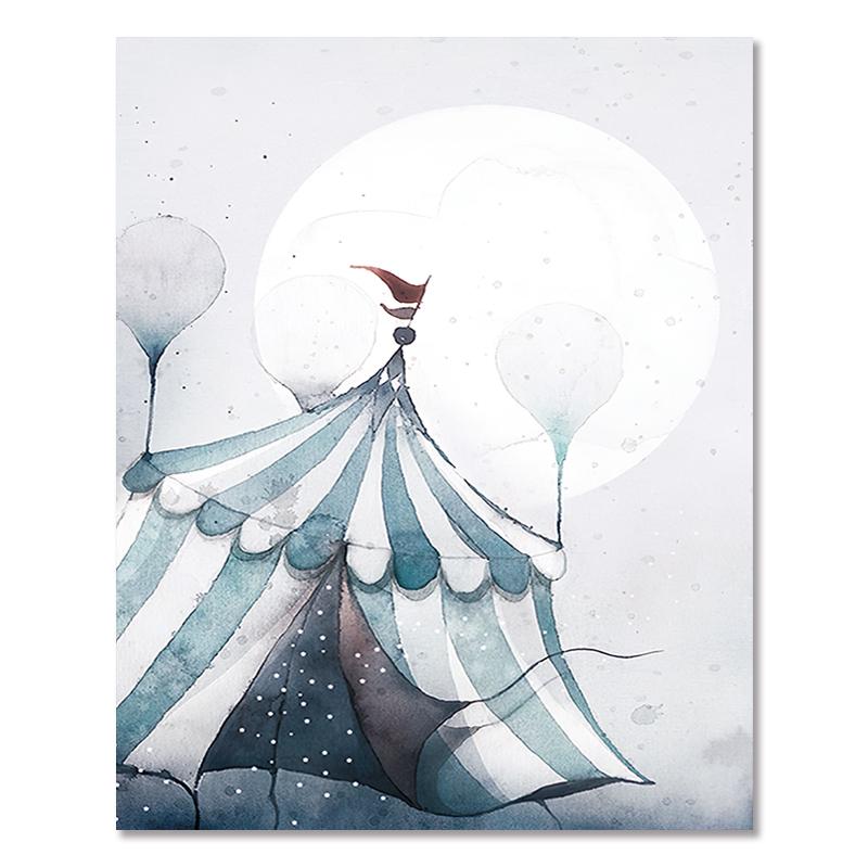 Väggkonst Kanin Flicka Djur Abstrakt Duk Målning Nordisk Akvarelltryck Barn Sovrum Vardagsrum Affisch Bild Heminredning