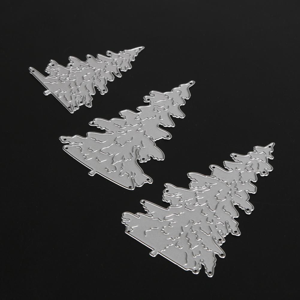 3pcs Die Cuts Christmas Tree DIY Cutting Template Decorative Embossing Solid Color Mini for Card Making for Scrapbooking