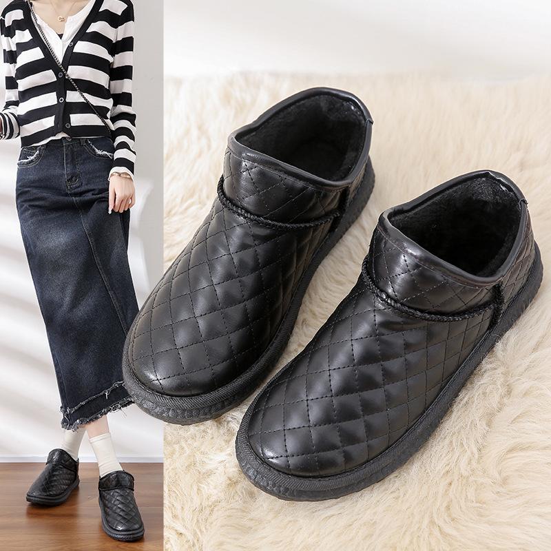 Winter Velvet Warm Snow Boots Thick-soled Bag Heel Non-slip Soft-soled Korean Version Fashionable Versatile Diamond Waterproof Cotton Shoes